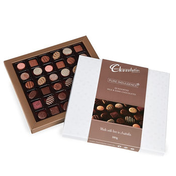 Decadent chocolate assortment in beautiful packaging.