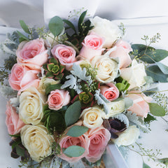 Modern elegant flower bouquet designed for weddings and events in Melbourne.