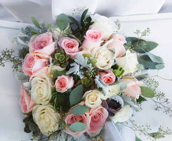 Modern elegant flower bouquet designed for weddings and events in Melbourne.