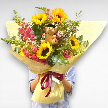 Teddy Shine | Sunflower Graduation Bouquet