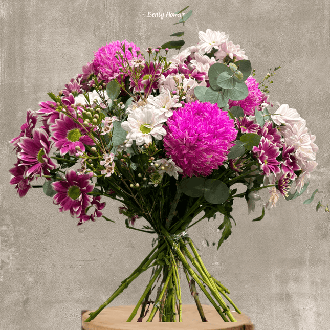Vibrant Joyful Blooms bouquet featuring pink, white, and seasonal flowers for birthdays in Melbourne.