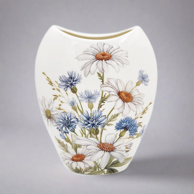 Daisy Vase with a daisy floral design on a neutral background.