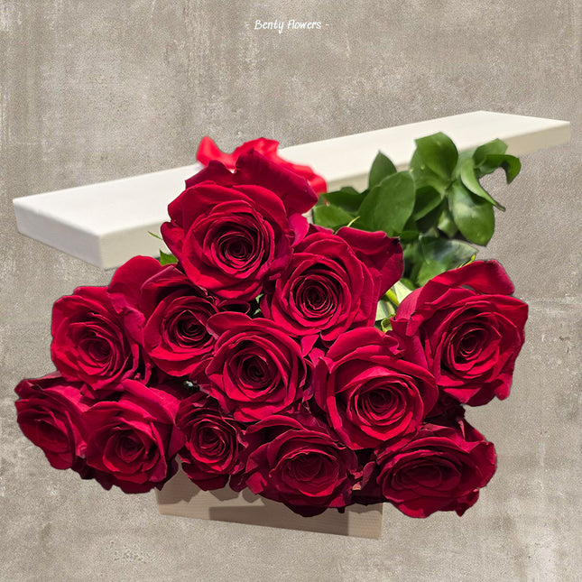 Classic 12 Red Roses in a Tall White Box | Valentine’s Day Melbourne Florist