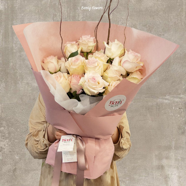 Full view of Blush Pink Rose Bouquet – Same-Day Delivery in Carlton & Melbourne