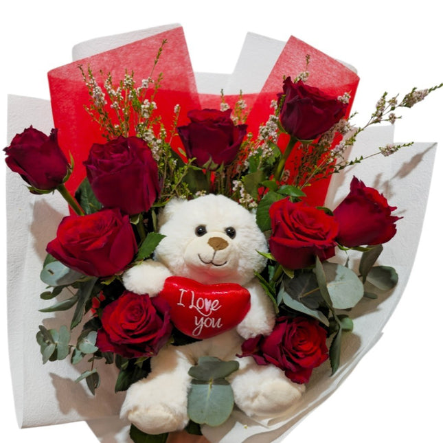 Sweetheart Roses & Teddy Large