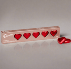 Milk Chocolate Hearts Gift Box with six red foil-wrapped chocolates, perfect for gifting and sharing love. 45g
