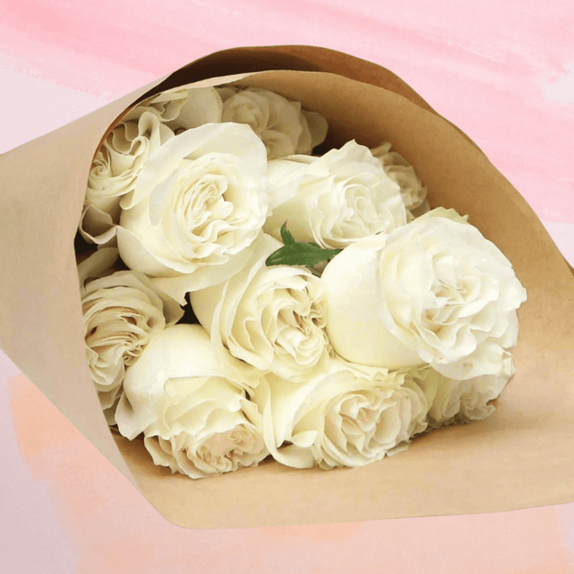 Whispers of Purity white rose bouquet perfect for romantic expressions and special occasions in Melbourne.