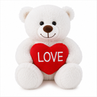 White teddy bear holding a red LOVE heart – 25cm